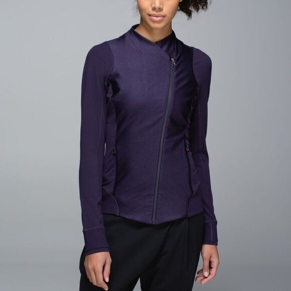 Lululemon Emerge Renewed Jacket Purple Asymmetrical Zipper Moto Size 4 - Picture 1 of 6